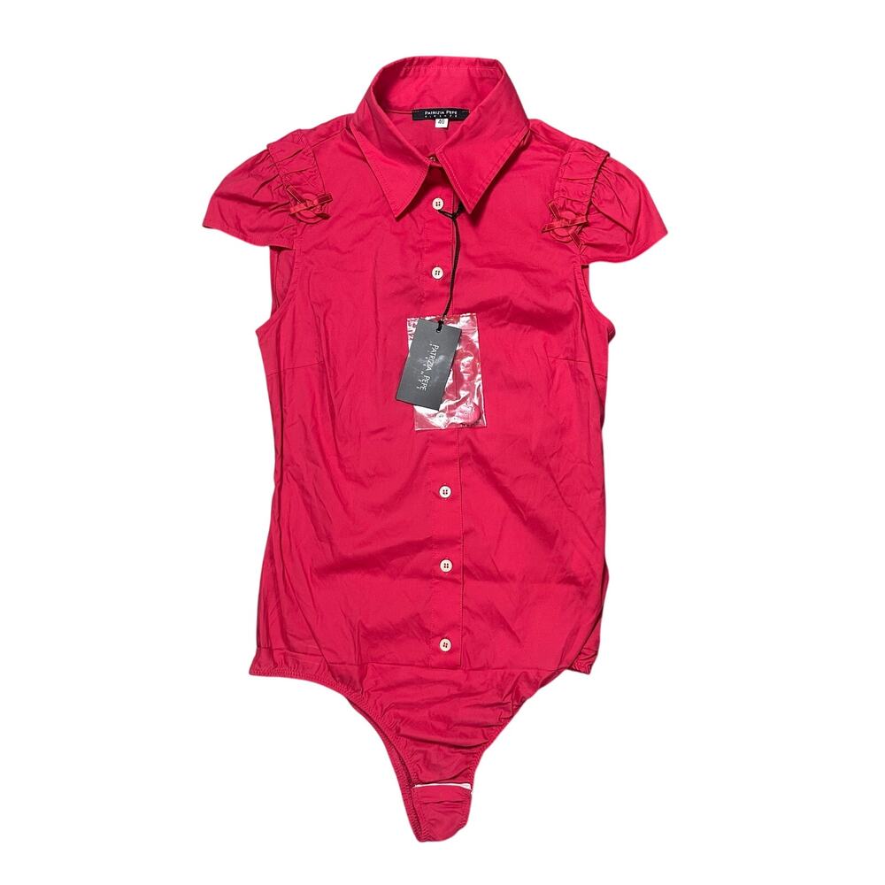 Patrizia Pepe Camicia Bodysuit Blouse in Passion Fruit Pink NEW